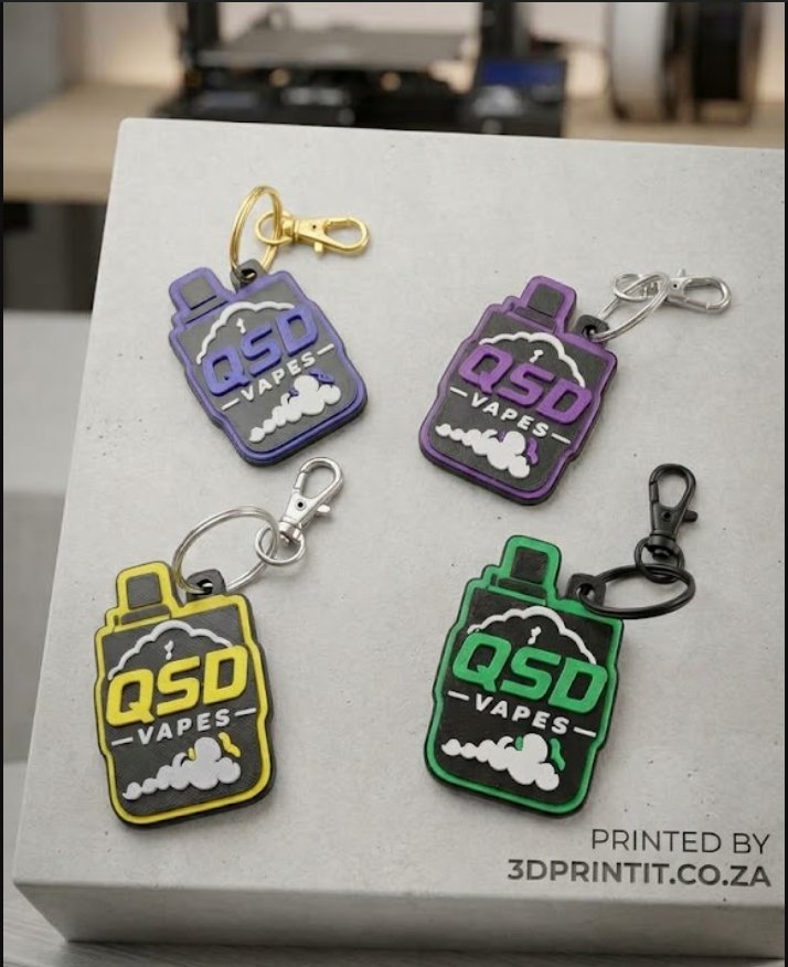 Multi-colour custom keychains in purple, yellow, violet and green, with gold, silver and black clasps